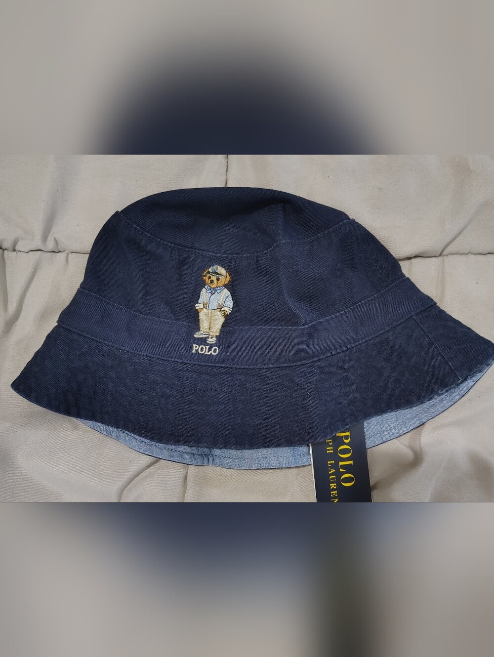 Polo Ralph Lauren Polo Bear Bucket Hat Navy Blue S/M 58cm NWT Cotton
